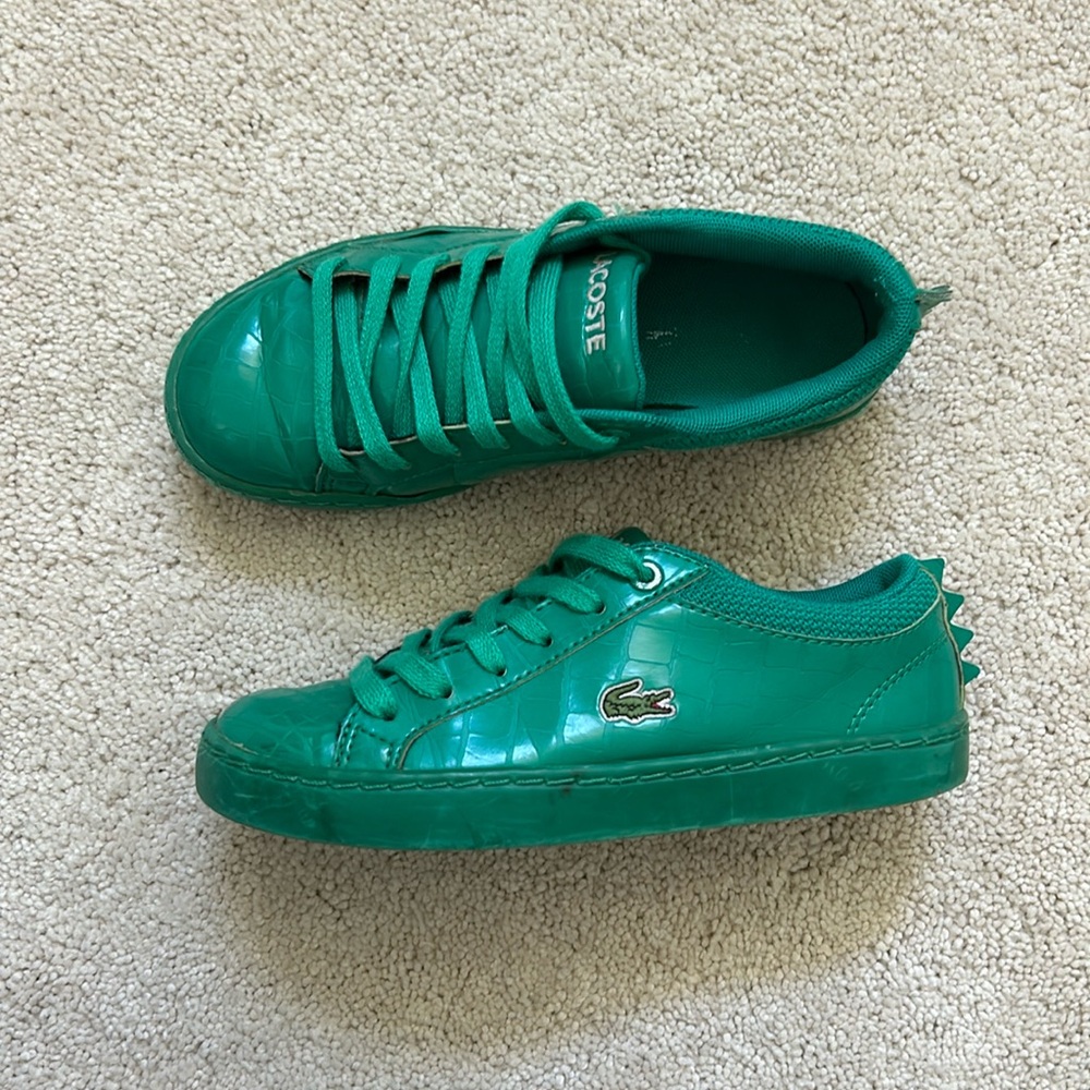 Lacoste kids green lace up shoes